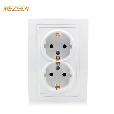 China Wall Switch Socket 16A 220V-250V PC Plate CE ROHS Double Wall Switch Socket 16A 220V-250V Wholesale EU Standard Residential/Multipurpose Socket for sale