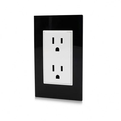 China Convenient American Pin American Socket Duplex Receptacle Receptacle Acrylic Glass Wall Panel Socket 6 Panel Outlet for sale