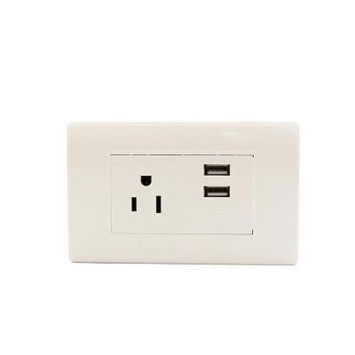 China Convenient American Type 3 Pin Socket Double USB Electrical Socket Wall Panel Standard 118 Socket for sale