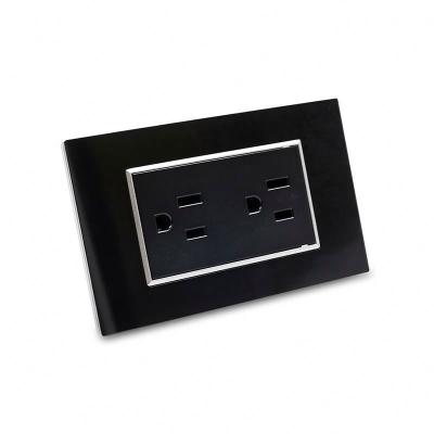 China Ameircan South Market /safety USA 6 Pin Socket 15A Durable Duplex Electrical Outlet Plug All Panel Black Acrylic Socket for sale