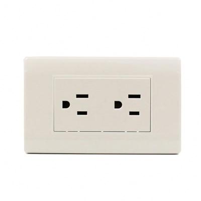 China Convenient South American Market USA Dual Socket 6 Pin 15A 250V Wall Switch Socket White PC Panel for sale