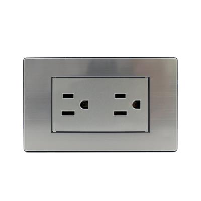 China Convenient Hot Sales Safety Plate Cover Stainless Steel Panel Flame Retardant Electrical AC 110v 220v 16a Switch And Socket 6 Pin Outlet for sale