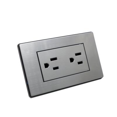 China 6 Pin Wall Socket Outlet Stainless Steel Panel Convenient American Standard 3 Pin Socket Double Safety for sale