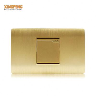 China Control Gold Color 1 Gang 3 Way Lamp Switch 110V -220V 10A Lightweight South American Classic Wall Switch 118*72mm for sale