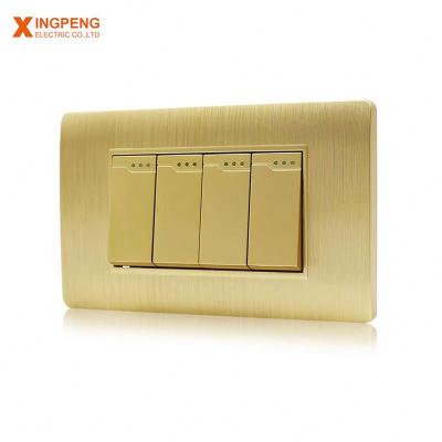 China Home Mechanical Appliance Life 10 Years 118 Type 1 or 3 Way Philippines Gold PC Home Wall Rocker Switch 4 Strip Way for sale