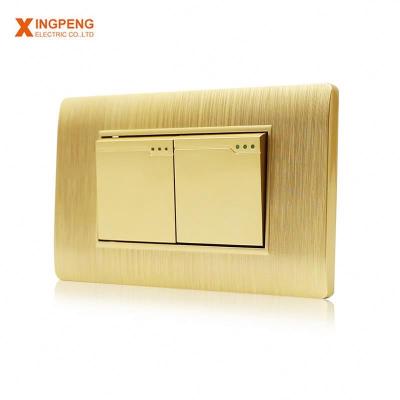 China Gold Thin Layer 2 Home Flame Retardant STRIP PC Applicance Wall Three Way 110V 220V 250V Light Switches And Sockets for sale