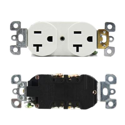 China USA Convenient Home Hotel Decorate 20A Electrical Outlet Socket 125V Duplex Standard Grounding Wall Outlet for sale