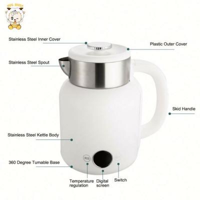 China Temperature Control 1.5L Cute Stainless Steel Electric Kettle Water Heater Tea Kettle for sale