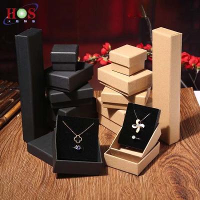 China Recyclable Black Paper Jewelry Boxes For Fashion Necklace Bangle Bracelet Earrings Ring And Wrapping Paper Gift Shows Custom Wick Packaging Box for sale