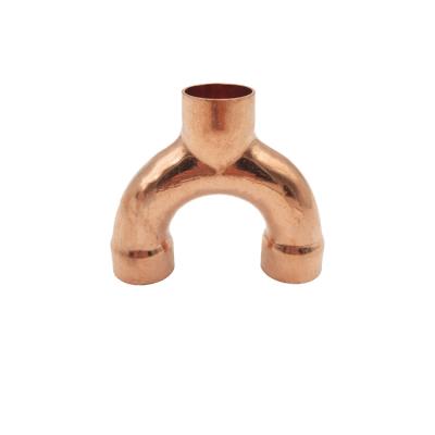 China HVAC system project copper elbow reducer tee reducer tee fitting Y-branch P-trap refrigeration piping constructure copper coupling copper fitting for sale