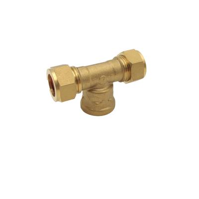 China High Quality Brass Compression Fitting Equal Tee To Plumb Compression Brass Fittings for sale