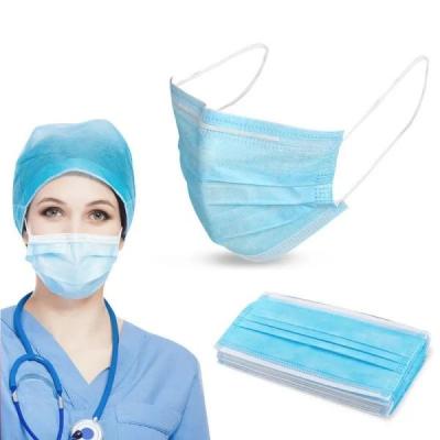 China Blauw Beschikbaar niet Geweven Gezichtsmasker 4 Laag 3-vouw 5 Vouwpak van 50 PCs Te koop