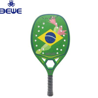 China 3K Carbon/Carbon/Fiberglass+17/22 Degree EVA Wholesale Customized Carbon /Fiberglass OEM beach tennis racket for sale