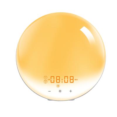 China Smart Radio LED Wake Up Digital Sunrise Kids Digital Night Light Radio Alarm Clock for sale