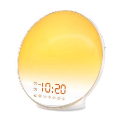 China Radio LED Wake Up Light Sunrise Alarm Clock Digital Night Light Alarm For Kids for sale