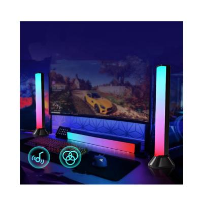 China Modern Blue LED Music Table Lamp Tooth Voice Control RGB Table Lamp Party Atmosphere Light Game TV Decoration Lamp for sale