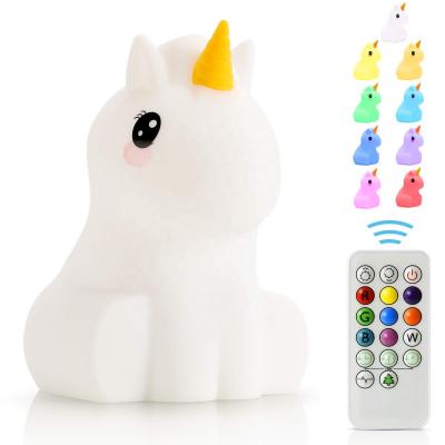 China Cute Unicorn LED Sensor Night Light Children's Gift Chargeable USB Touch Lamp for sale