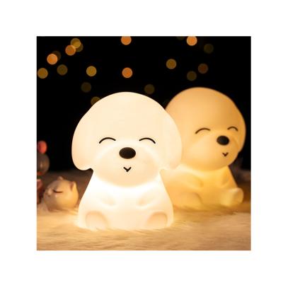 China Christmas Gift Cute Cute 3D Silicone Dog LED Color Changeable Night Light Touch Remote Control for sale