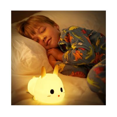 China Cute Cute LED Plush Bunny Huggable Night Light USB Silicone for sale