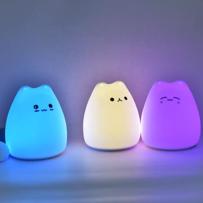 China 2021 Cute Cat Night Light Bedroom Table Lamp Silica Gel Night Light LED Gift For Kids Touch for sale