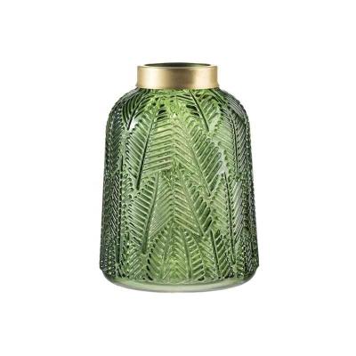 China Coastal Nordic Green Glass Hydroponic Vase Flower Pot Flower Basket Flower Vase Home Decoration for sale