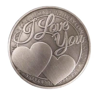 China China Couple Roman Collectible Art Souvenir Gift Lucky Commemorative Coin Lucky Word Love for sale