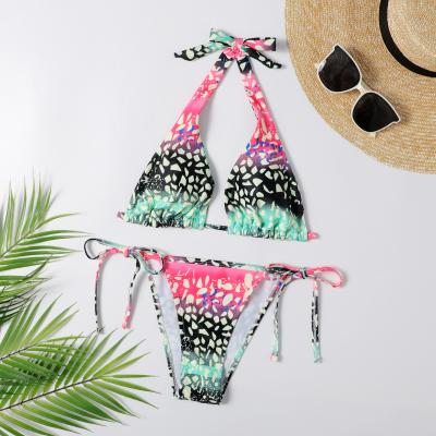 China Sale Breathable Hot Quick Dry Breathable Two Piece Swimsuit Halter Lace Up Removable Protection Sexy Bikini For Vacation for sale