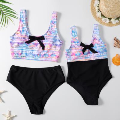 China Cute Selling Children Swimsuit Mother And Daughter Swimwear Women High Waist Breathable Warm Swimwear for sale