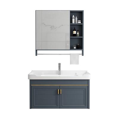 China Water Proof Factory Hotel Modern Design Custom Aluminum Bathroom Vanity Faucet Storage Wall Cabinet With Bath Mirror for sale