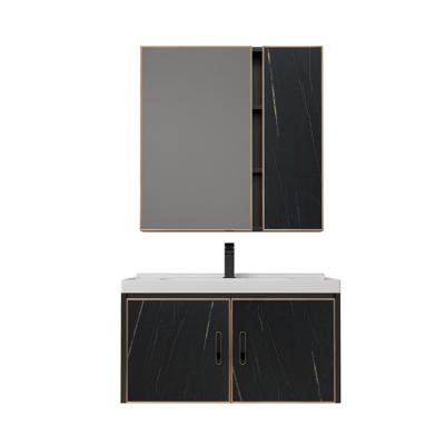 China Modern Water Proof Factory Hotel Directly Hanging Waterproof Mirror Wash Basin Vanity Set Aluminum Bathroom Cabinet With Sink for sale