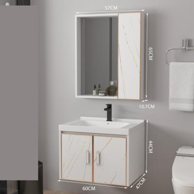 China Waterproof Modern Aluminum Cabinet Wall Mounted Small Wall Mounted Water Proof Bathroom Equipment Mirror Bathroom Sink Vanity Set for sale