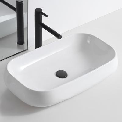 China 2022 Best Quality Best Quality 2022 Villa Apartment Office Building Hotel Large Counter Top Modern Ceramic Rectangular Sink Art Wash Basin for sale