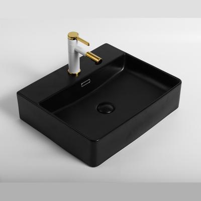 China Cheap modern countertop porcelain european standard vessel sink ceramic matte black gray vaso sanitary sink for sale