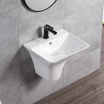 China Wash Basin Wholesale Chaozhou Porcelain Half Position Face Wash Vanity Sink Easy Clean Bathroom Wall Hung Semi Pedestal Wash Basin for sale