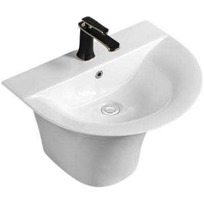 China Wholesale Supply High Quality Hot Selling Easy Clean Style Oval Wash Basin Oval Wall Hung Semi Pedestal Bathroom Hand Sink for sale