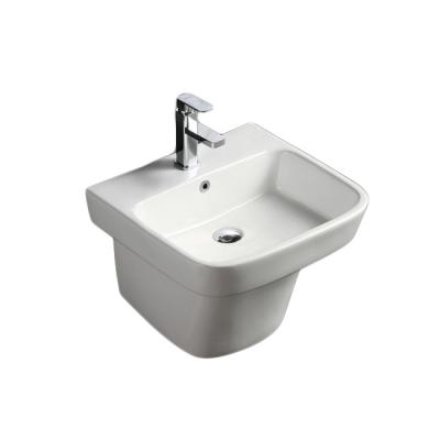 China Direct Selling Easy Clean Pedestal Factory Semi Ceramic Wash Basin With Competitive Price Bathroom Semi Hanging Art Basin for sale