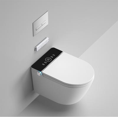 China Automatic Operation Bathroom Foot Sensor Full Set Wc Self Flush Bidet Wall Hung Smart Toilet With Cistern for sale