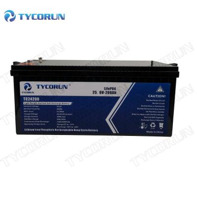 China Cheap Deep Cycle Battery Tycorun Lifepo4 25.6 Volt 200Ah Lithium Ion Battery 24V Battery For Solar System for sale