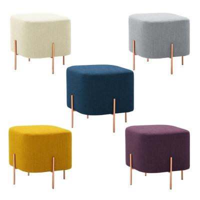 China New Sale Durable Dining Round Foot Step Living Room Furniture Gold Metal Chairs Velvet Modern Home Indoor Luxury Ottoman Stools for sale