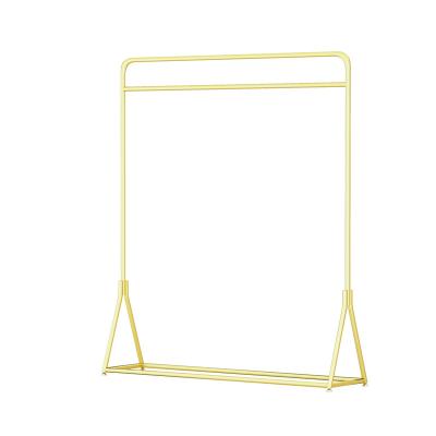 China Bridal Store Decorations Retail Stores Shinny Interior Design Gold Shelves Stand Bridal Dress Display Showcase Metal Wedding Dress Display Rack for sale