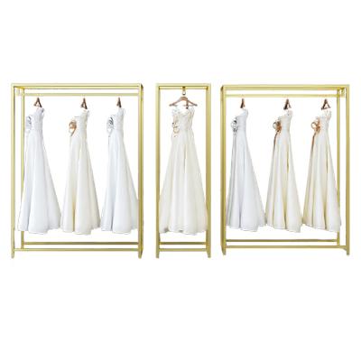 China Wedding dresses shop retail clothing store clothing rack 2 tier metal clothing rack hanging commercial retail shop decoration for sale