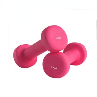 China Hot Selling Fitness Gym Equipment Hexagon Dumbbell Custom Logo Women's Small Pink Small Neoprene Dumbbell Set With Stand for sale