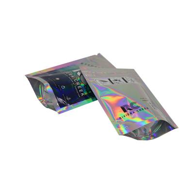 China Disposable Mylar 4x5 Hologram Hologram Custom Reusable Holographic Pouches Bags Custom Logo for sale