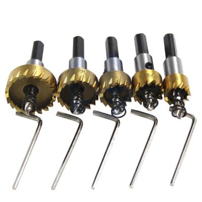 China Titanize5pcs Metal Cutter Drill Bits HSS Drill Bits Hole Saw Set For Metal Stainless Steel Wood Aluminum Laminates 16-30mm Hole for sale