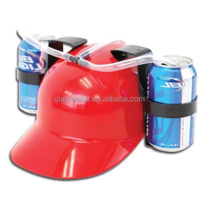 China maximum consumption & freedom of two hands drinking helmet drinking beer hats with straws for sale