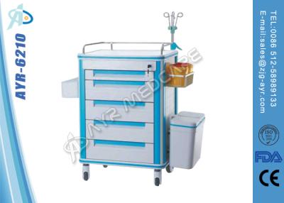 China Carretilla del equipamiento médico de la emergencia del ABS del hospital con la cerradura central del cajón en venta