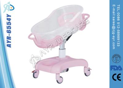 China Adjustable Trendeleburg Children Hospital Bed With Acrylic Plastic Bassinet for sale