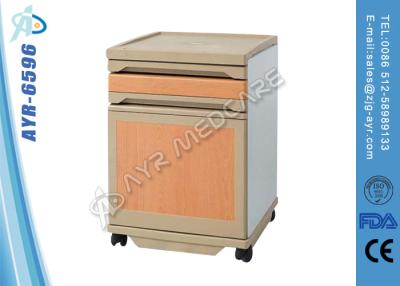 China ABS Hospital Patient Room Accessories Bedside Table With Four Wheels for sale