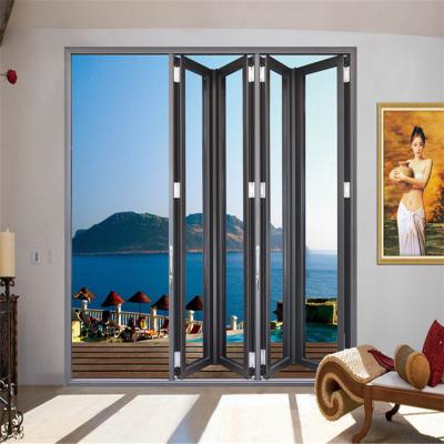 China Modern Folding Door With Glass Panel Folding Door System Hurricane Proof Aluminum Tempered Aluminum With Pvs Folding Door for sale