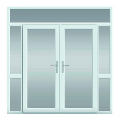 China Front Aluminum Frame Spring Door Modern Commercial Double Swing Store Building Topwindow Door Prices Sunburst Glass Entry Door for sale